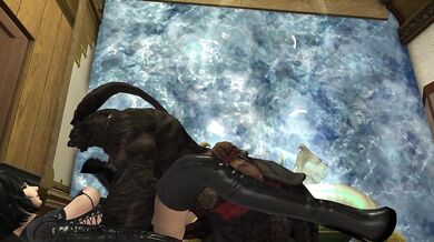 Miko is having fun with her statue, which has a large penis.