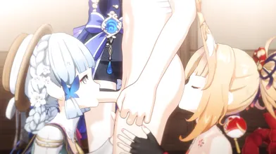 'Ayaka and the Ghostly Sisters of Yoimiya: Aether Animation (in 4K) [Pasta Paprika]'