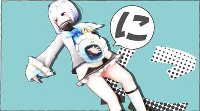 "Japanese schoolgirl bounces on her Telecaster guitar while her B-boy boyfriend watches in amazement!"