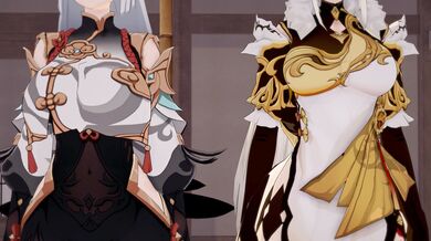 'The Sensual Rendezvous in the Hot Spring of Love - Part 2: Ningguang, Shenhe [Lovers]'