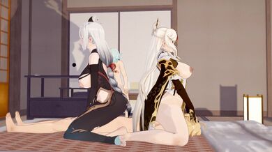 'The Sensual Rendezvous in the Hot Spring of Love - Part 2: Ningguang, Shenhe [Lovers]'