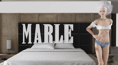 A beautiful girl with a voluptuous body, Marle is in her room, masturbating furiously on her bed while watching porn videos on her laptop.