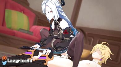 'Lustful Lady and Shenhe-chan Reverse Cowgirl Style on Lazy Rice 3D Porn Video'