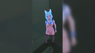Watch as this hot futa girl with a wolf-like tail and paws cummings in the boy's bathroom! This hentai video will leave you breathless.
