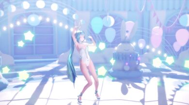 "Sexual Tension Rises as Miku Plays with her Fuzzy Rabbit Toy in a Deep Hole while Wearing hisAPI Hatsune Miku Stocking Cap."