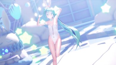 "Sexual Tension Rises as Miku Plays with her Fuzzy Rabbit Toy in a Deep Hole while Wearing hisAPI Hatsune Miku Stocking Cap."