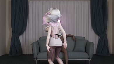 Mature woman takes a long hard ride on a big black dildo, screaming in ecstasy as she gets pounded from behind by her dominant lover.