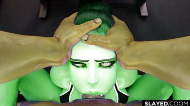 'Bulky Babe with Green Skin Gives Rough Deepthroat Fuck at the Gym (Removed Scenes)'