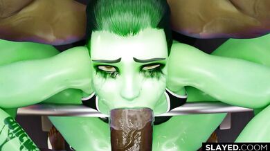 'Bulky Babe with Green Skin Gives Rough Deepthroat Fuck at the Gym (Removed Scenes)'