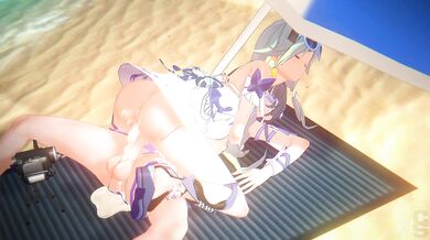 "Hikari, Mei and Fuhua have a steamy beach romp with Chopstick (Chinese edition)"