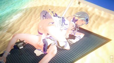 "Hikari, Mei and Fuhua have a steamy beach romp with Chopstick (Chinese edition)"