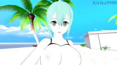'Sword Art Online: Sinon (Shino Asada) and Kirito have wild sex on the beach.'