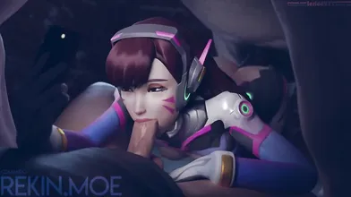 'Overwatch 18: D.Va and her Horse get a Male Threesome'