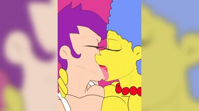 'Bender and Fry having sex with Leela and Marge in an office desk'