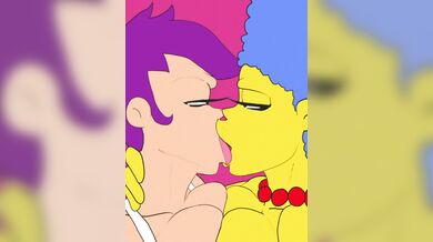 'Bender and Fry having sex with Leela and Marge in an office desk'