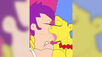 'Bender and Fry having sex with Leela and Marge in an office desk'