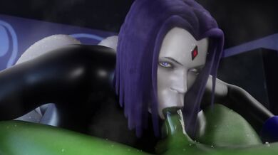 "Raven Gives a Sultry Blowjob on the Floor of a Darkened Room"