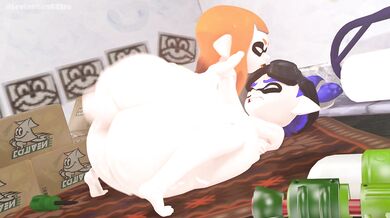 "For*ced to mate, the inkling girl and her boyfriend get pressed together by a giant octopus."