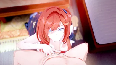 "Hi, Mom!" Sena's BJ and Cumshot in Shino's Hair
