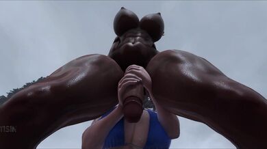 'Curvy Ebony She-Male Slays Hot Muscular Man'
