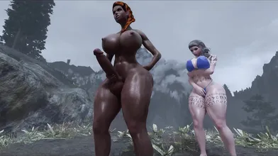 Curvy Ebony She-Male Slays Hot Muscular Man