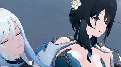 Wet Kiss Between A Young Girl And A Mature Woman In The Shower