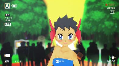 "Unleashing her seductive powers, Phoebe strips down to tease the beast hidden in Alola's jungle."