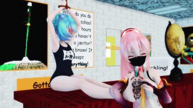 'Miku Gets Ticklishly Teased by Her Friends in the Classroom'