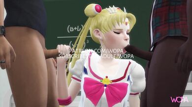 Sailor Moon gets caught cheating on her boyfriend with two classmates in this steamy hentai video.