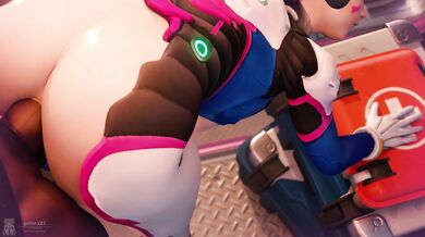 D.va and her sexy robot body get serviced by a bad boy in an HMV store.