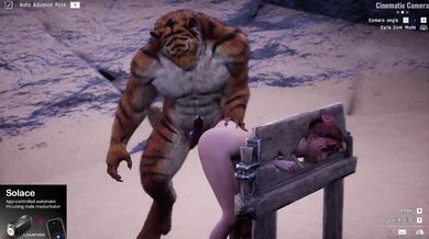 'Buxom babe gets taken by ferocious feline in punishing performance '