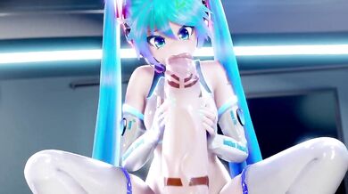 'Two girls, one piano: A Hatsune Miku and her sexy handjob adventures in the world of synth-pop music!'