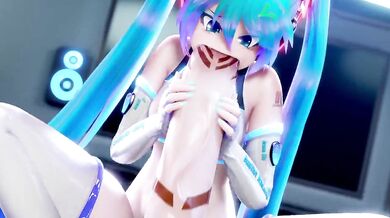 'Two girls, one piano: A Hatsune Miku and her sexy handjob adventures in the world of synth-pop music!'