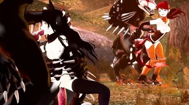 'Beastiality with Blake and Pyrrha gets rough when they're captured by a pack of beowolves'