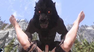 "The Noble Wolf and the Lady's Passionate Embrace"