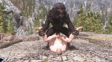 "The Noble Wolf and the Lady's Passionate Embrace"