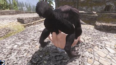 "The Noble Wolf and the Lady's Passionate Embrace"