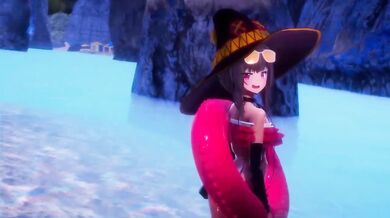 'A fun day at the beach with the cast of Konosuba!'