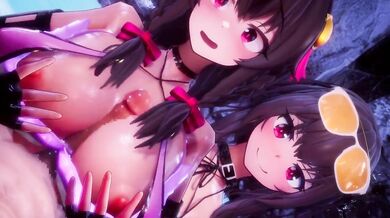 'A fun day at the beach with the cast of Konosuba!'