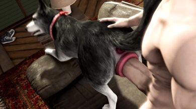 'Big Black Doggy Style: Man Fucks His Husky While She Licks Her Lady Bits.'