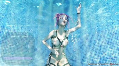 'Submerged in ecstasy: Futa orgasms underwater challenge with Redvoidcgi.'