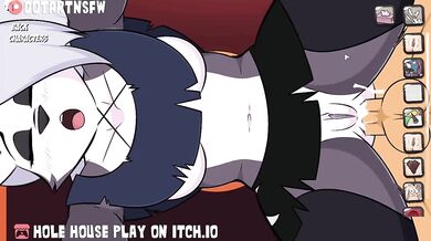 Rewritten: "Sexy lover with thick thighs bends over doggy style while enjoying a hole house."