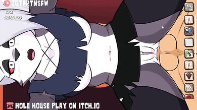 Rewritten: "Sexy lover with thick thighs bends over doggy style while enjoying a hole house."