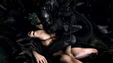 'The Xenomorph Queen Rides a Helpless Human in Her Cum-Filled Pussy (Scrungusbungus)'