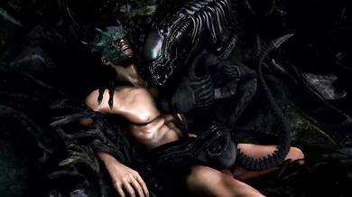 'The Xenomorph Queen Rides a Helpless Human in Her Cum-Filled Pussy (Scrungusbungus)'