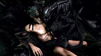'The Xenomorph Queen Rides a Helpless Human in Her Cum-Filled Pussy (Scrungusbungus)'