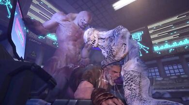 Marcus gets pleasured by the Swarm in a threesome fantasy.