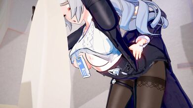 The sounds of passion are muted, as Bronya's lips move in a silent plea for more.