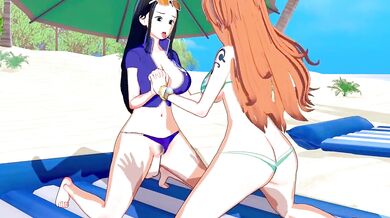 'Captain Nami, First Mate Nico Robin and Doctor Trafalgar Law's Steamy Threesome Adventure in One Piece'
