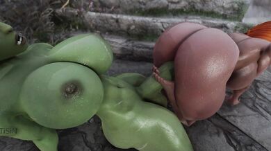 'Lusty Elf Babe on a Mission to Sate her Desires, Rides and Sucks Giant Futa Orc Cock'